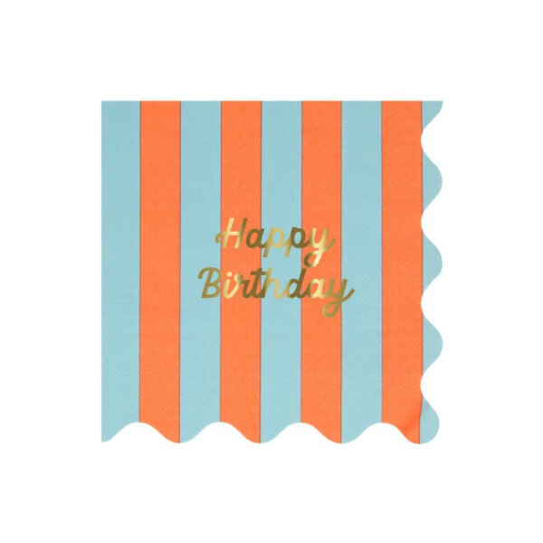 Stripe Happy Birthday Large Napkins - 图片 2