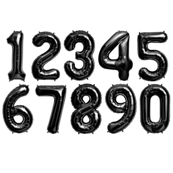 34" Black Number Balloons