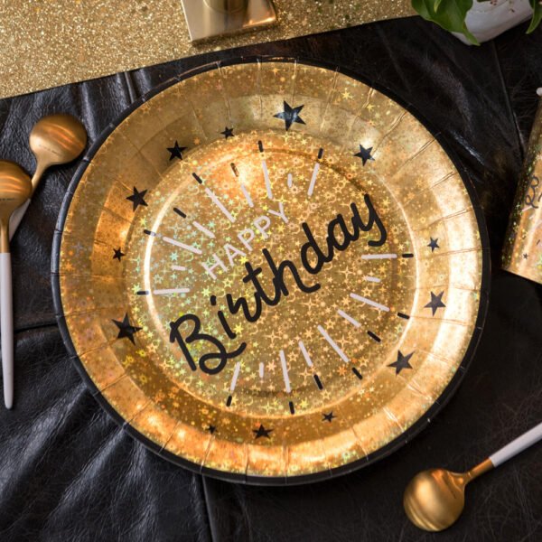 Happy Birthday Black & Gold Plates - 图片 3