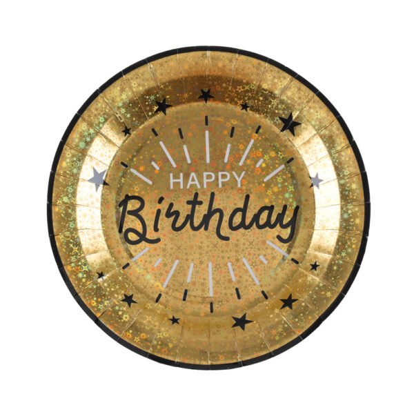 Happy Birthday Black & Gold Plates