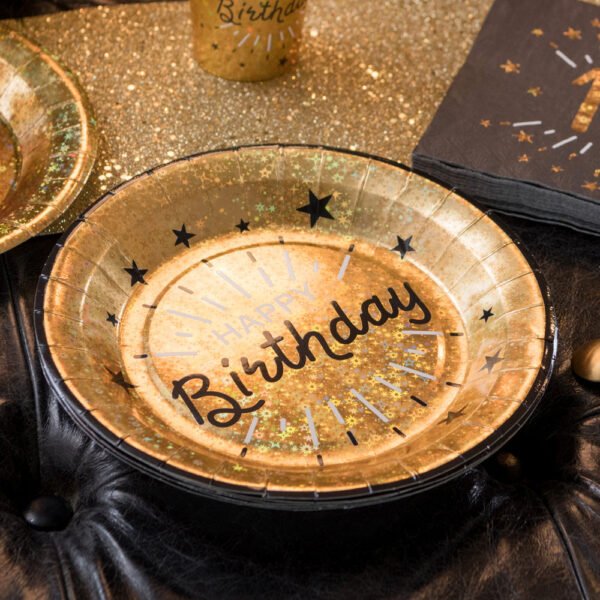 Happy Birthday Black & Gold Plates - 图片 2