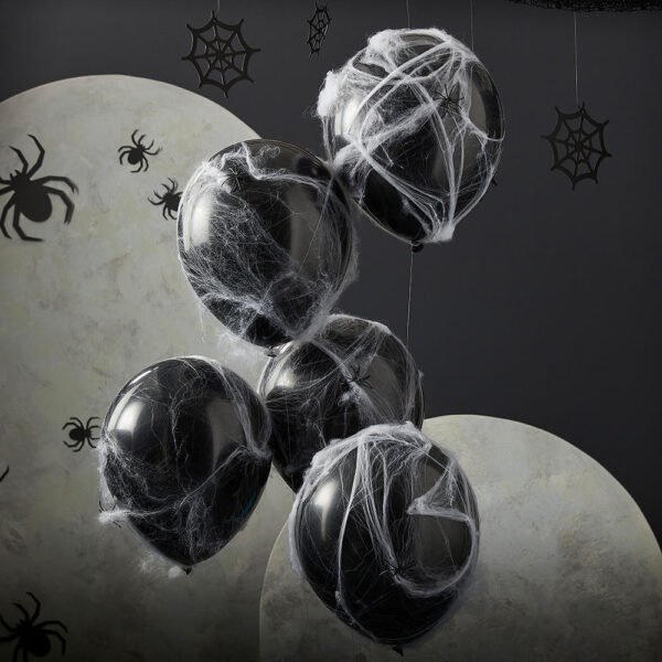 Black Webbed Latex Balloons (x5) - 图片 2