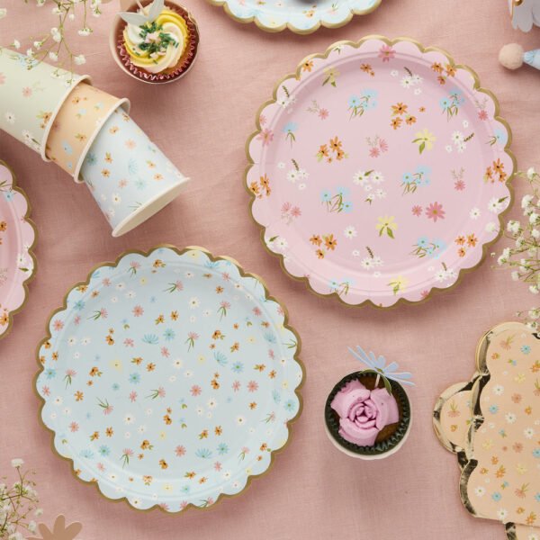 Floral Scalloped Paper Plates - 图片 3