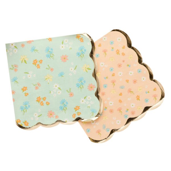 Floral Scalloped Edge Paper Napkins
