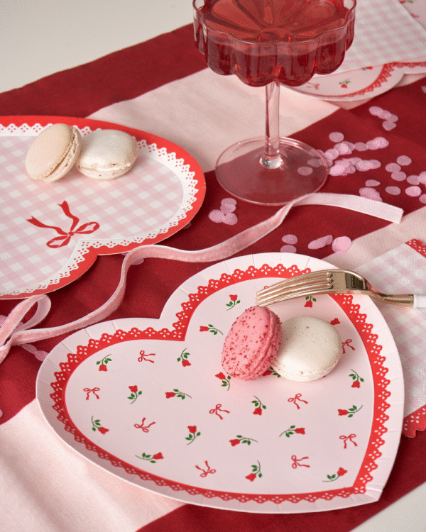 Lace Gingham & Bows Heart Shaped Plates - 图片 5