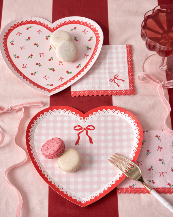 Lace Gingham & Bows Heart Shaped Plates - 图片 6