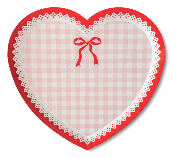 Lace Gingham & Bows Heart Shaped Plates - 图片 3
