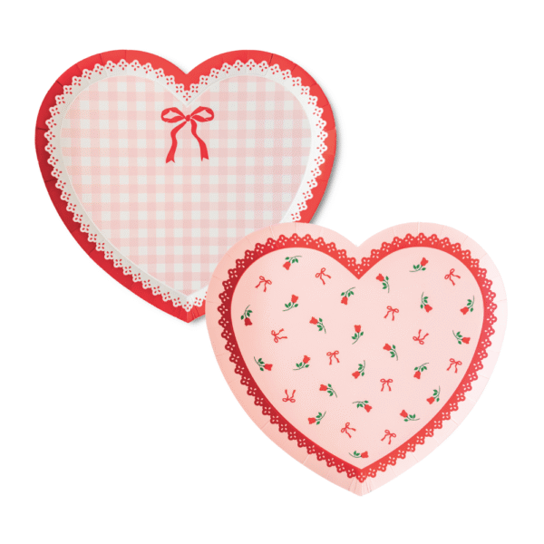 Lace Gingham & Bows Heart Shaped Plates