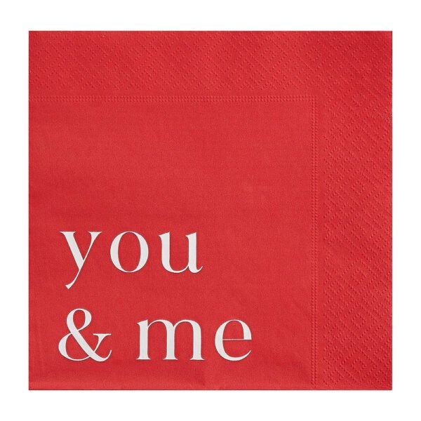 Red You & Me Paper Party Napkins - 图片 2