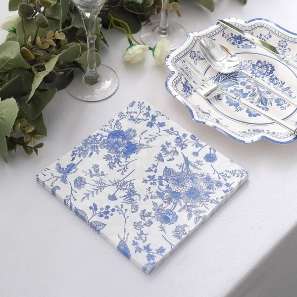 Paper Cocktail Napkins with French Toile Print White/Blue - 图片 9