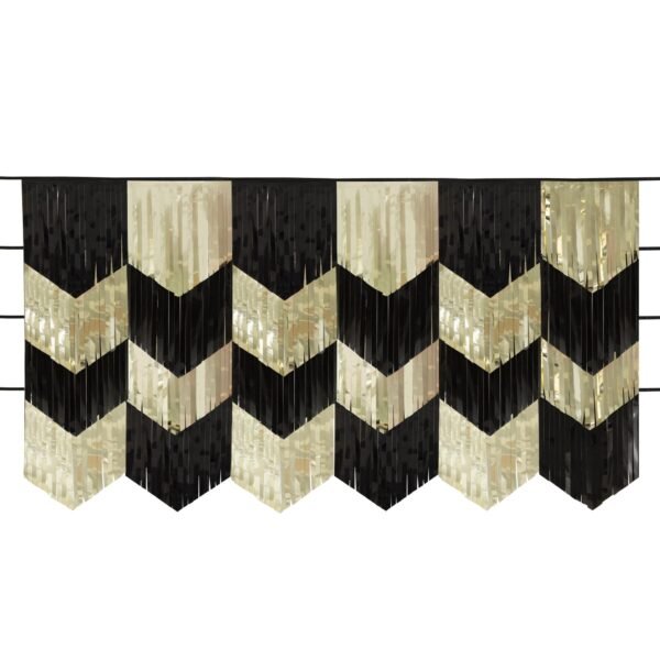 Black & Gold Fringed Wedding Backdrop