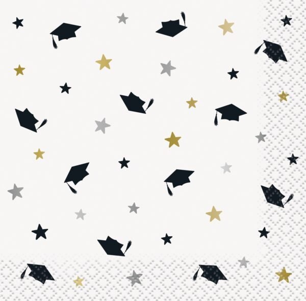 Black & Gold Graduation Party Paper Plates, Napkins & Confetti - 图片 6