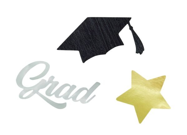 Black & Gold Graduation Party Paper Plates, Napkins & Confetti - 图片 7