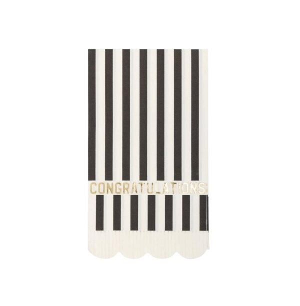 Black & White Striped Congratulations Guest Towel Napkins