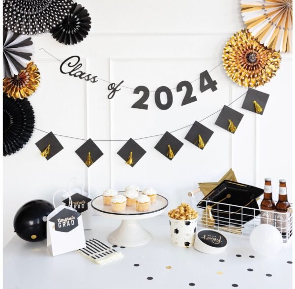Black & White Striped Congratulations Guest Towel Napkins - 图片 4
