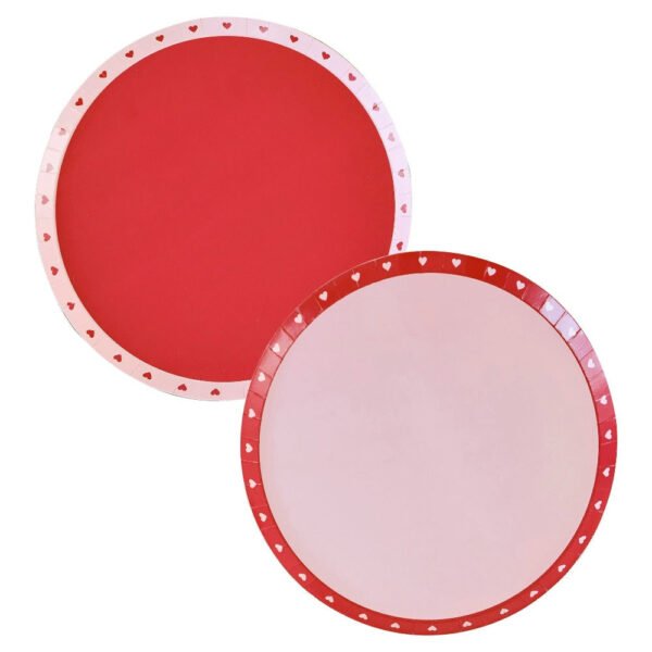 Red & Pink Heart Print Party Plates