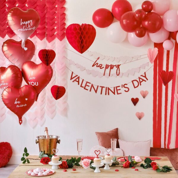 Red & Pink Heart Print Party Plates - 图片 2