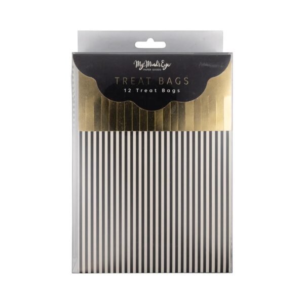 Striped Favor Bags Gold Foil Fringe - 图片 3
