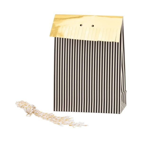 Striped Favor Bags Gold Foil Fringe