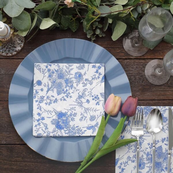 Paper Cocktail Napkins with French Toile Print White/Blue - 图片 10