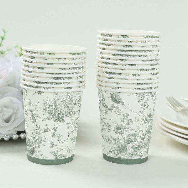 9oz White Sage Green Disposable Paper Cups - 图片 5