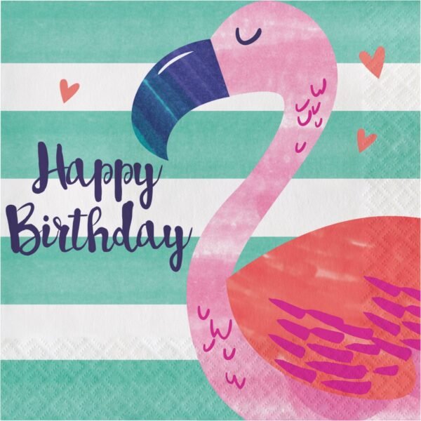 Flamingo Party "Happy Birthday" Luncheon Napkins