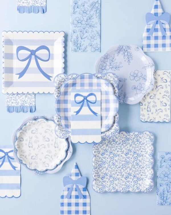 Floral Blue Bunny Paper Dessert Plates - 图片 4