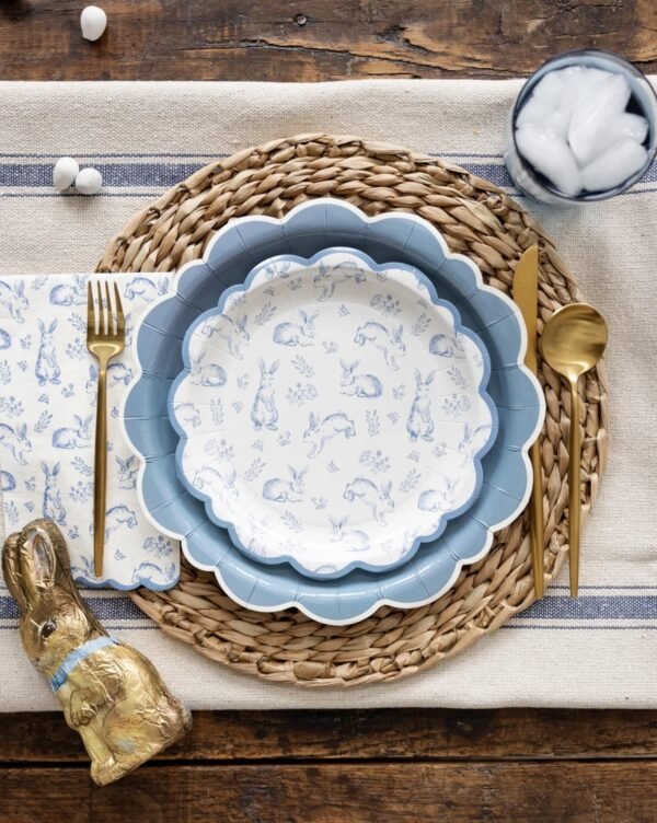 Floral Blue Bunny Paper Dessert Plates - 图片 5