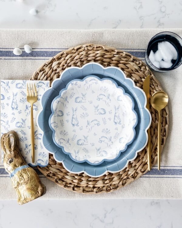 Floral Blue Bunny Paper Dessert Plates - 图片 6