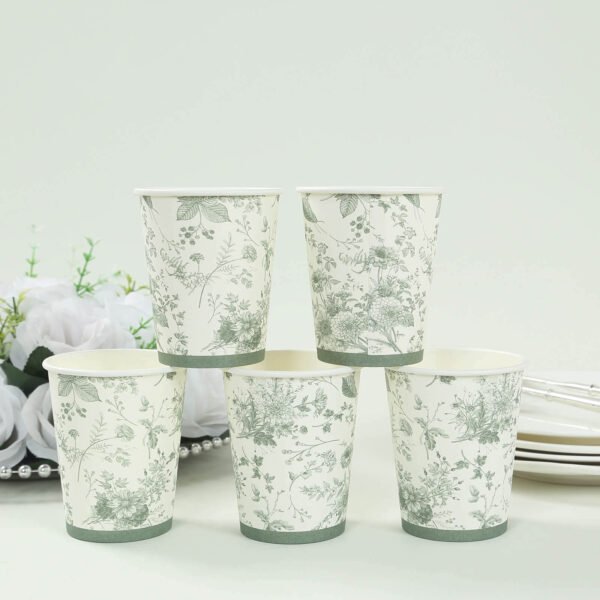 9oz White Sage Green Disposable Paper Cups - 图片 9