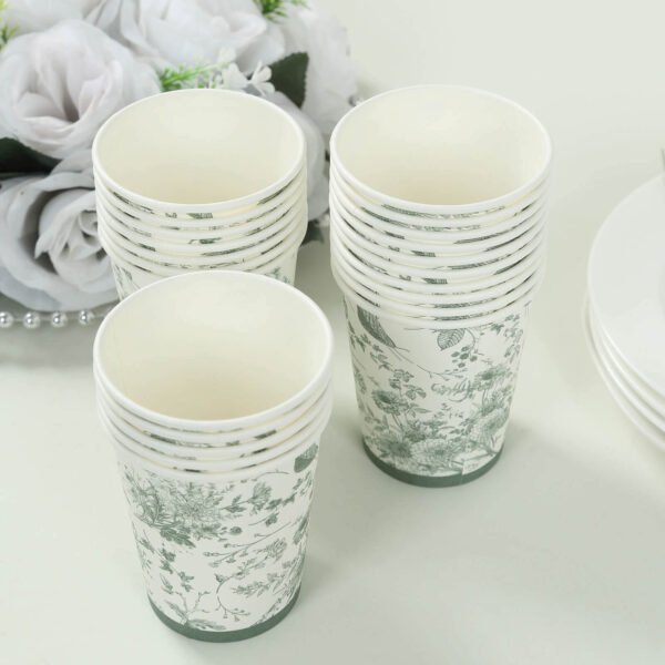 9oz White Sage Green Disposable Paper Cups - 图片 6