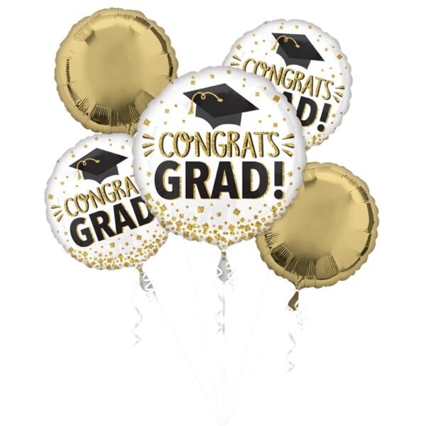 Gold & Black Congrats Grad Balloon Bouquet