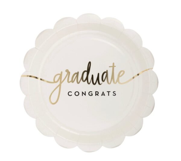 Gold Foil Scalloped Congrats Graduate Paper Plates