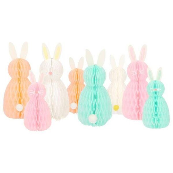 Mini Pastel Honeycomb Bunny Easter Decorations