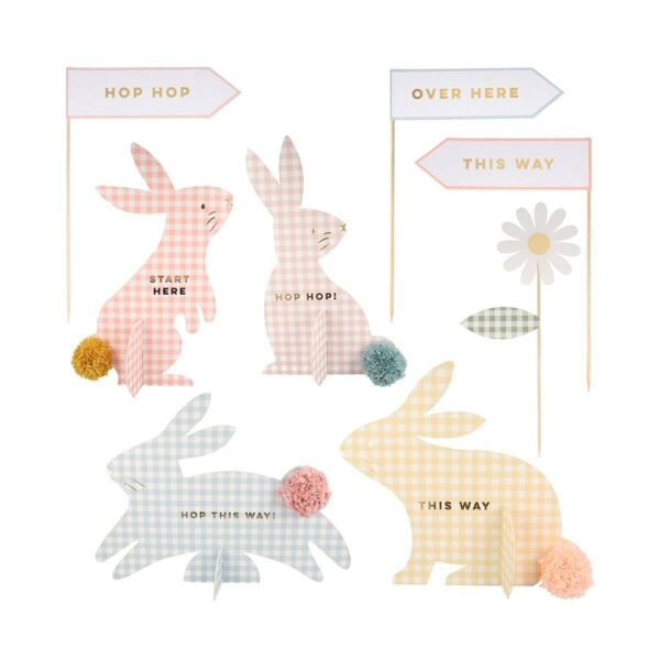 Gingham Easter Easter Bunny Egg Hunt Sign Kit