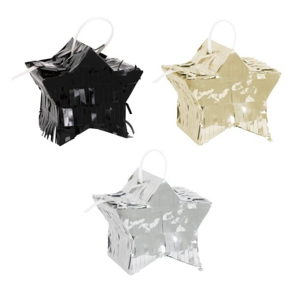 Mini Black, Gold & Silver Star Piñatas