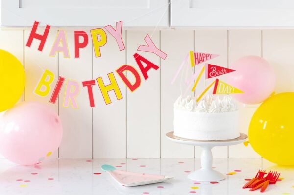 Pink Birthday "Happy Birthday" Banner - 图片 2