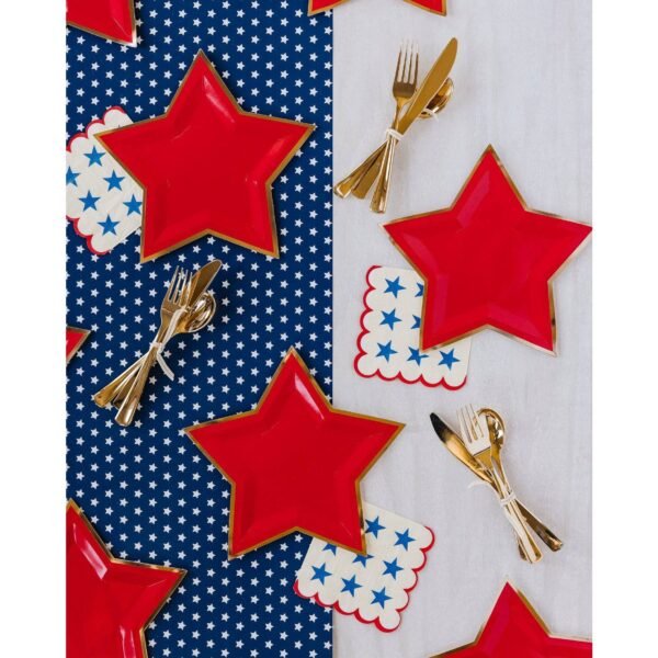 Red Star Shaped 9" Gold Foiled Plates - 图片 2