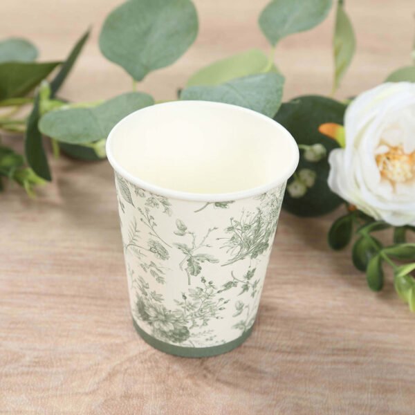 9oz White Sage Green Disposable Paper Cups - 图片 11