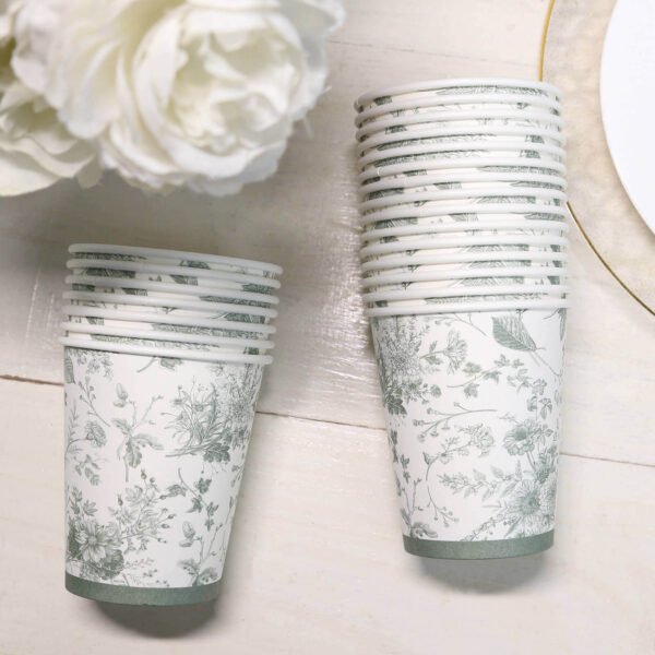 9oz White Sage Green Disposable Paper Cups - 图片 4