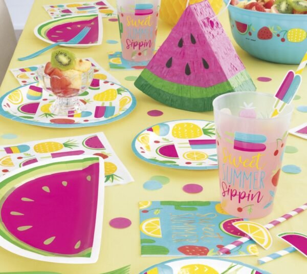 Pink Watermelon Shaped Party Plates - 图片 2