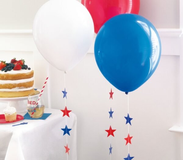 Red, White & Blue Star Latex Balloons - 图片 2