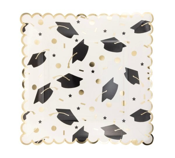 Scalloped Paper Dinner Graduation Caps Plates