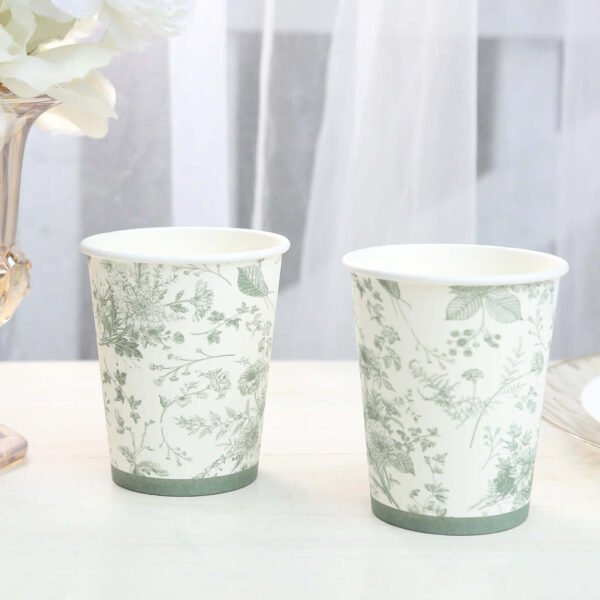 9oz White Sage Green Disposable Paper Cups - 图片 12
