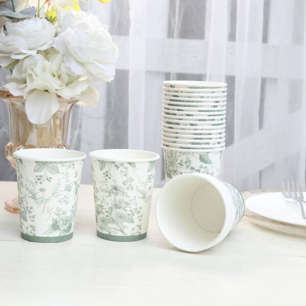 9oz White Sage Green Disposable Paper Cups - 图片 2