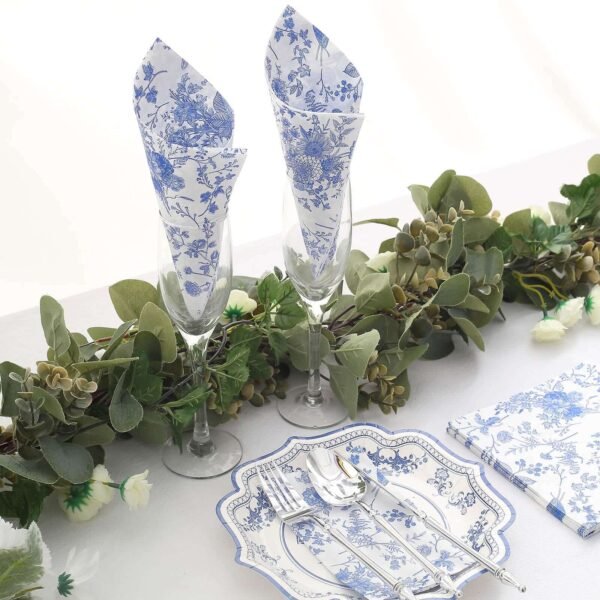 Paper Cocktail Napkins with French Toile Print White/Blue - 图片 11