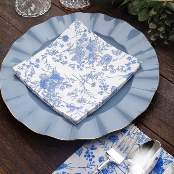 Paper Cocktail Napkins with French Toile Print White/Blue - 图片 8