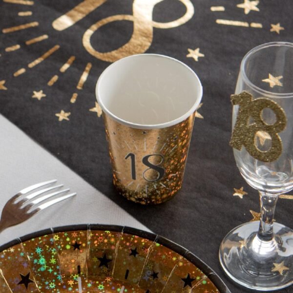 18th Birthday Black & Gold Sparkle Cups (x10) - 图片 2