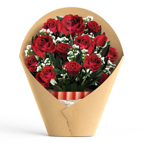 I Love You Roses Pop-Up Card & Bouquet Bundle - 图片 6