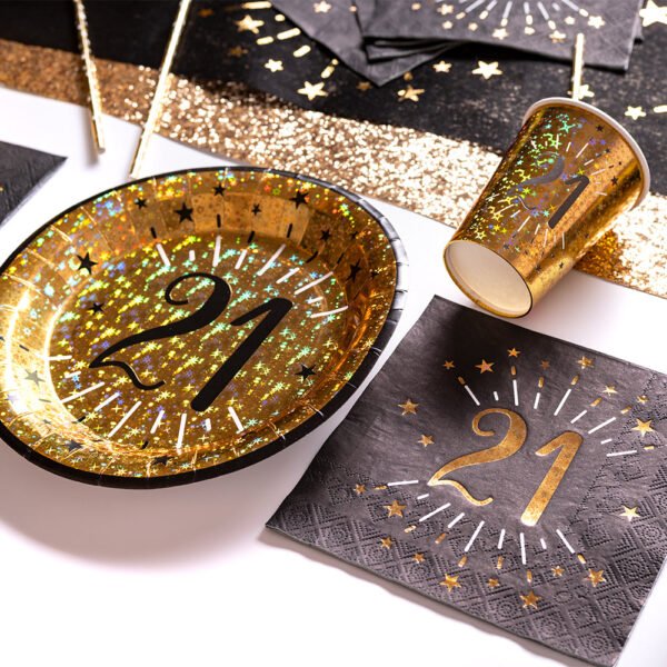 21st Birthday Black & Gold Sparkle Cups (x10) - 图片 4